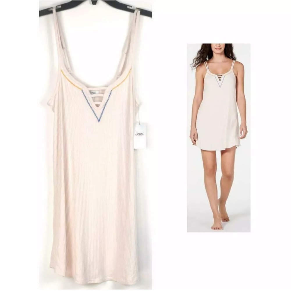 Jenni Ribbed Soft Chemise Lounge Shirt Small